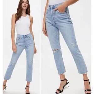 Agolde ‘Riley’ Distressed High Rise Slim Jeans